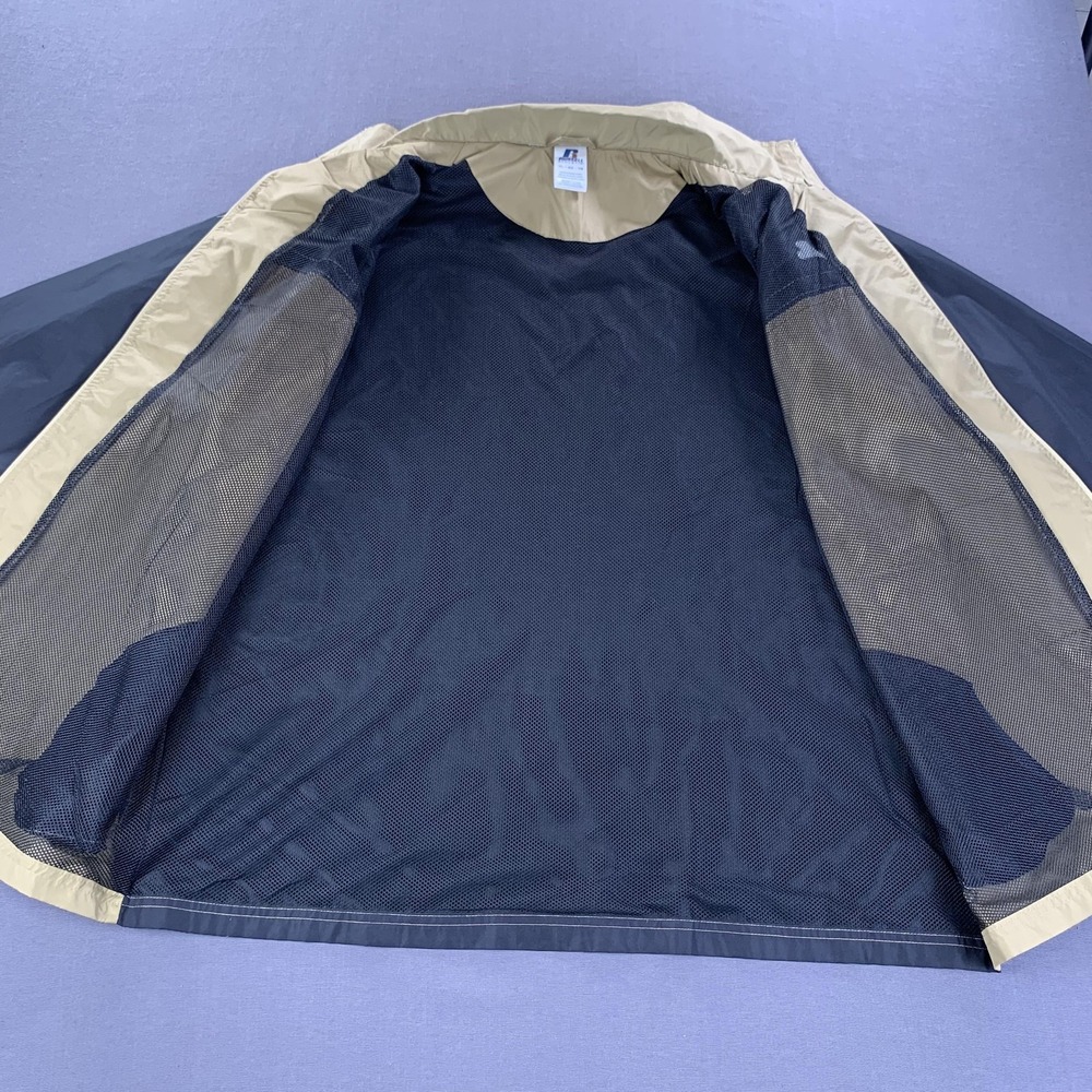 Russell Athletic Jacket Mens XL Tan Black Colorblock Full Zip Windbreaker Track - Picture 7 of 15